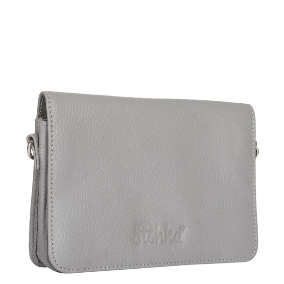 Leather Grey Crossbody Shoulder Bag – Sling Messenger Bag for Work, Daily Use - Picture 6 of 10